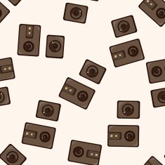 stereo speakers cartoon seamless pattern background