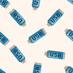 usb cartoon seamless pattern background