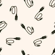 Adapter cable cartoon seamless pattern background