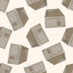 host computer cartoon seamless pattern background