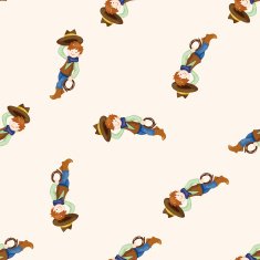 cowboy cartoon seamless pattern background N3