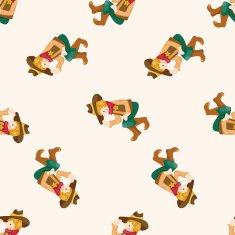 cowboy cartoon seamless pattern background N4