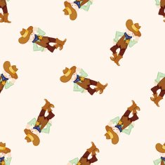 cowboy cartoon seamless pattern background N5