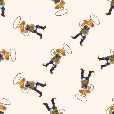 cowboy cartoon seamless pattern background N7