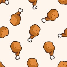 Fried foods theme chicken cartoon seamless pattern background N4