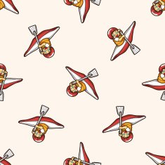 Water Sports cartoon seamless pattern background N4