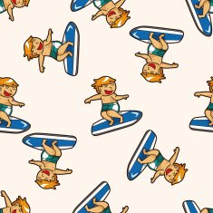 Water Sports cartoon seamless pattern background N7