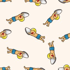 Water Sports cartoon seamless pattern background N8