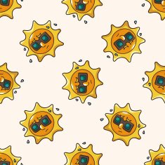 weather sunny day cartoon seamless pattern background N2