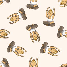 yoga cartoon seamless pattern background