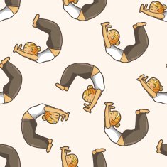 yoga cartoon seamless pattern background N3