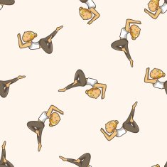 yoga cartoon seamless pattern background N5