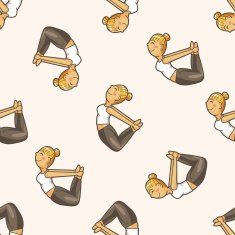 yoga cartoon seamless pattern background N6