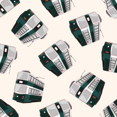 transportation train cartoon seamless pattern background