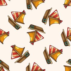 Transportation boat cartoon seamless pattern background N14