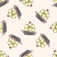 Transportation boat cartoon seamless pattern background N17