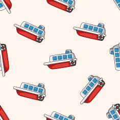 Transportation boat cartoon seamless pattern background N23