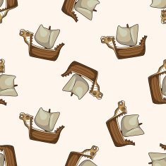 Transportation boat cartoon seamless pattern background N24
