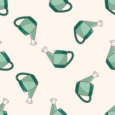plant waterer cartoon seamless pattern background