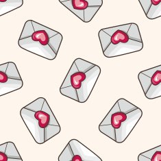 love letter cartoon seamless pattern background