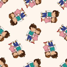 Valentine's day couple cartoon seamless pattern background N3