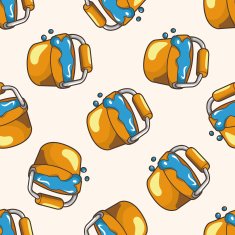 water bucket cartoon seamless pattern background N3