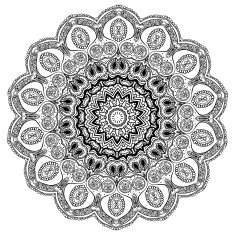 Ornament black white card with mandala N3