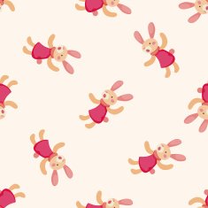 rabbit cartoon seamless pattern background N6