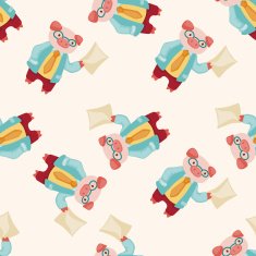 animal pig doctor cartoon seamless pattern background N2