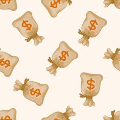 Financial money cartoon seamless pattern background