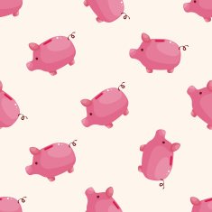 piggybank cartoon seamless pattern background