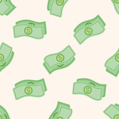 Financial money cash cartoon seamless pattern background