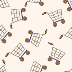 shopping cart cartoon seamless pattern background