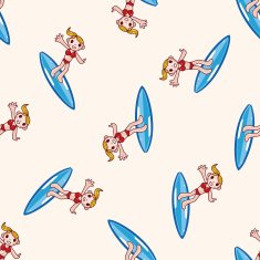 swimmer cartoon seamless pattern background N7