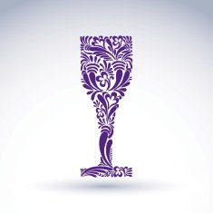 Creative goblet with floral ethnic vector pattern relaxation