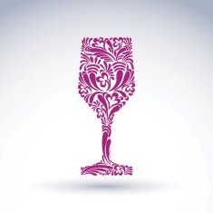 Creative goblet with floral ethnic vector pattern relaxation N2