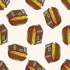 pirate treasure cartoon seamless pattern background