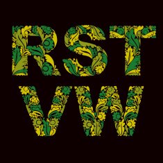 Vector letters decorated with spring seasonal leaves