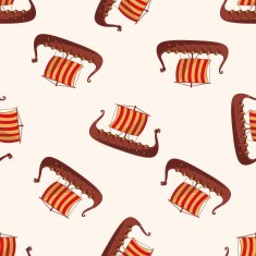 Transportation boat cartoon seamless pattern background N25