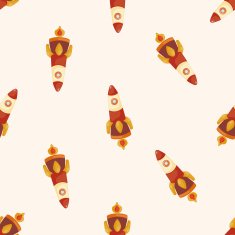 spaceship cartoon seamless pattern background N26