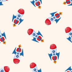 spaceship cartoon seamless pattern background N27