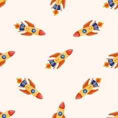 spaceship cartoon seamless pattern background N33