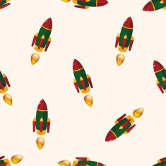 spaceship cartoon seamless pattern background N34