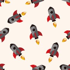 spaceship cartoon seamless pattern background N35