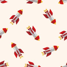 spaceship cartoon seamless pattern background N36