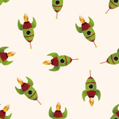 spaceship cartoon seamless pattern background N37