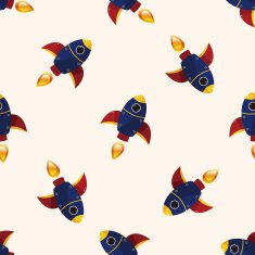 spaceship cartoon seamless pattern background N38