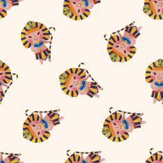 pharaoh cartoon seamless pattern background N12
