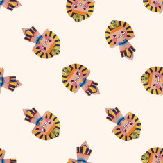 pharaoh cartoon seamless pattern background N14