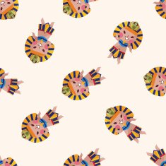 pharaoh cartoon seamless pattern background N16